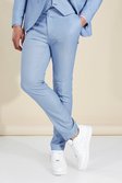 Blue Skinny Textured Suit Trousers