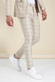 Stone Super Skinny Check Suit Trousers