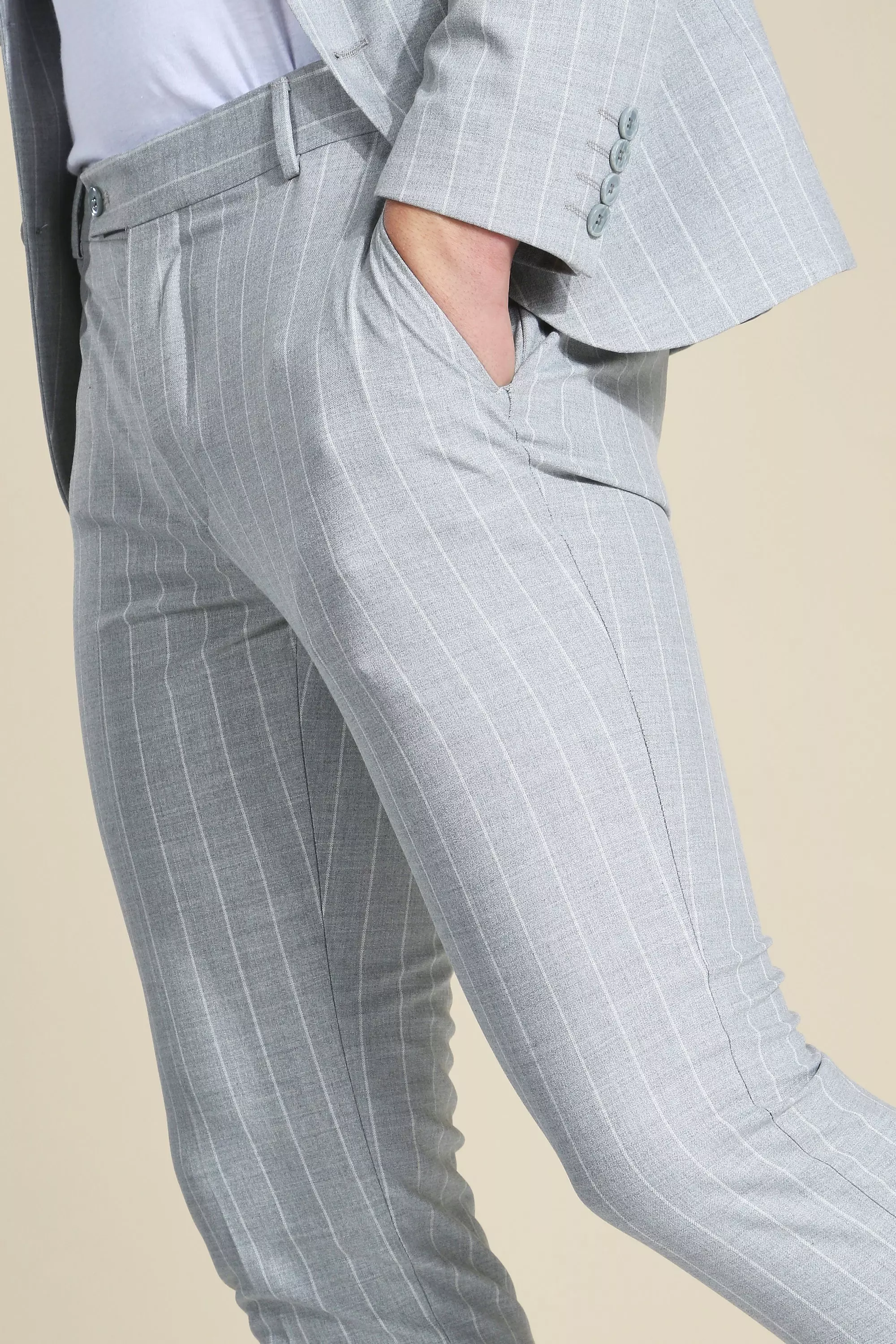 Skinny Grey Pinstripe Suit Trousers