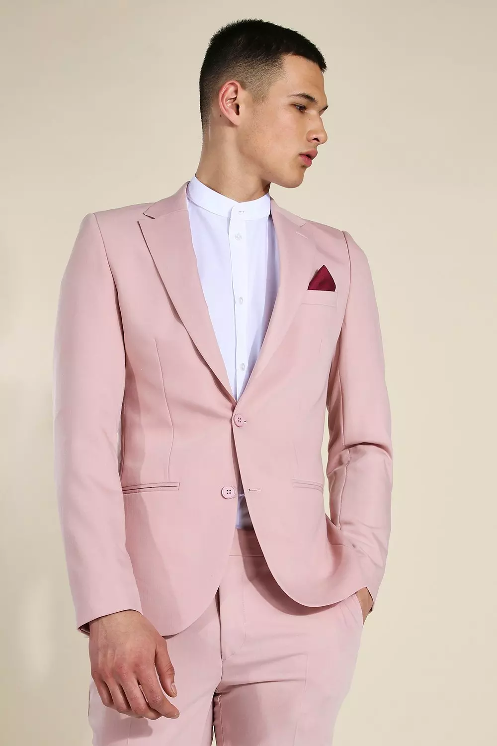 white and light pink tuxedo