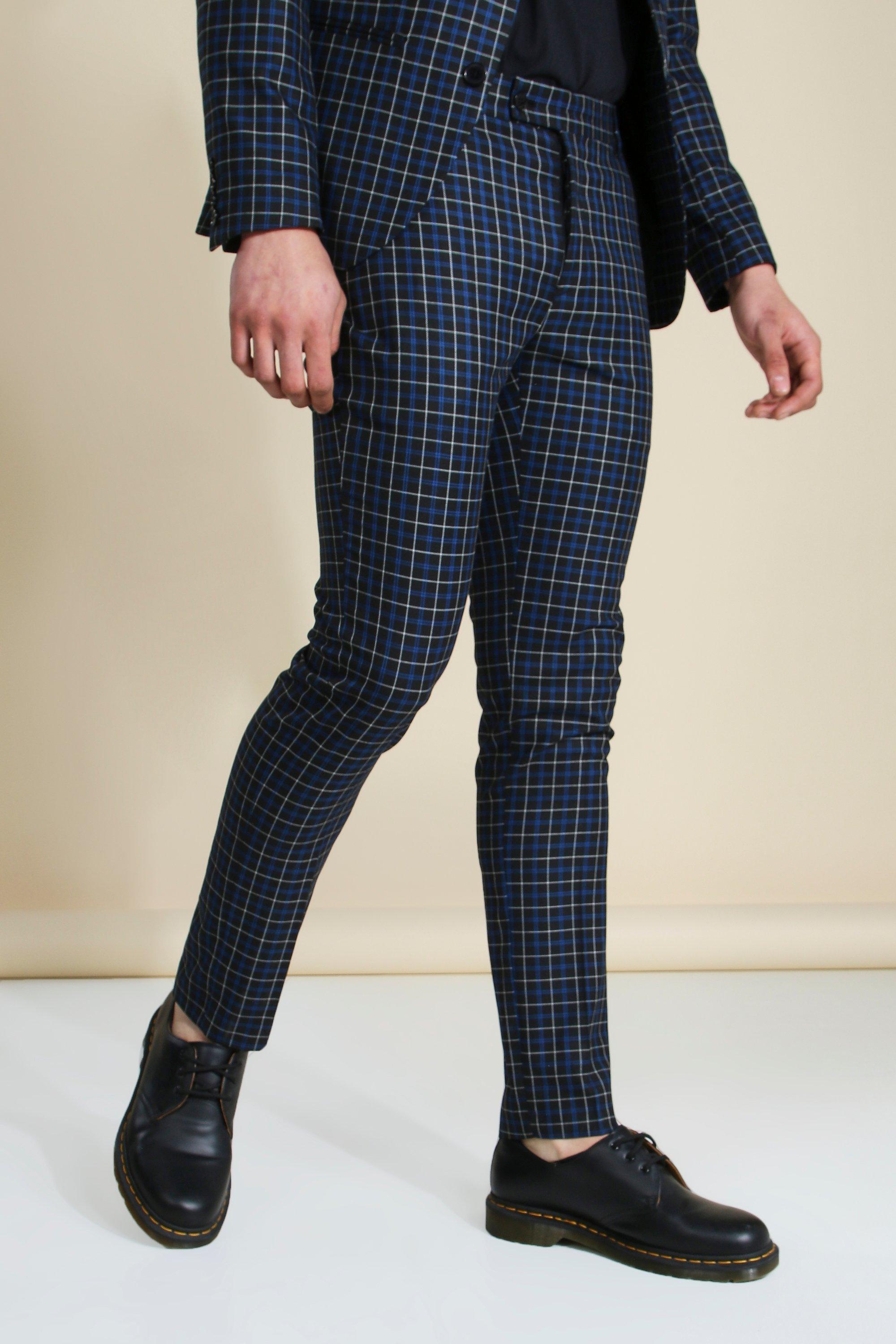 plaid navy pants