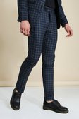 Skinny Navy Check Suit Trousers