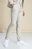 Skinny Stone Check Suit Trousers