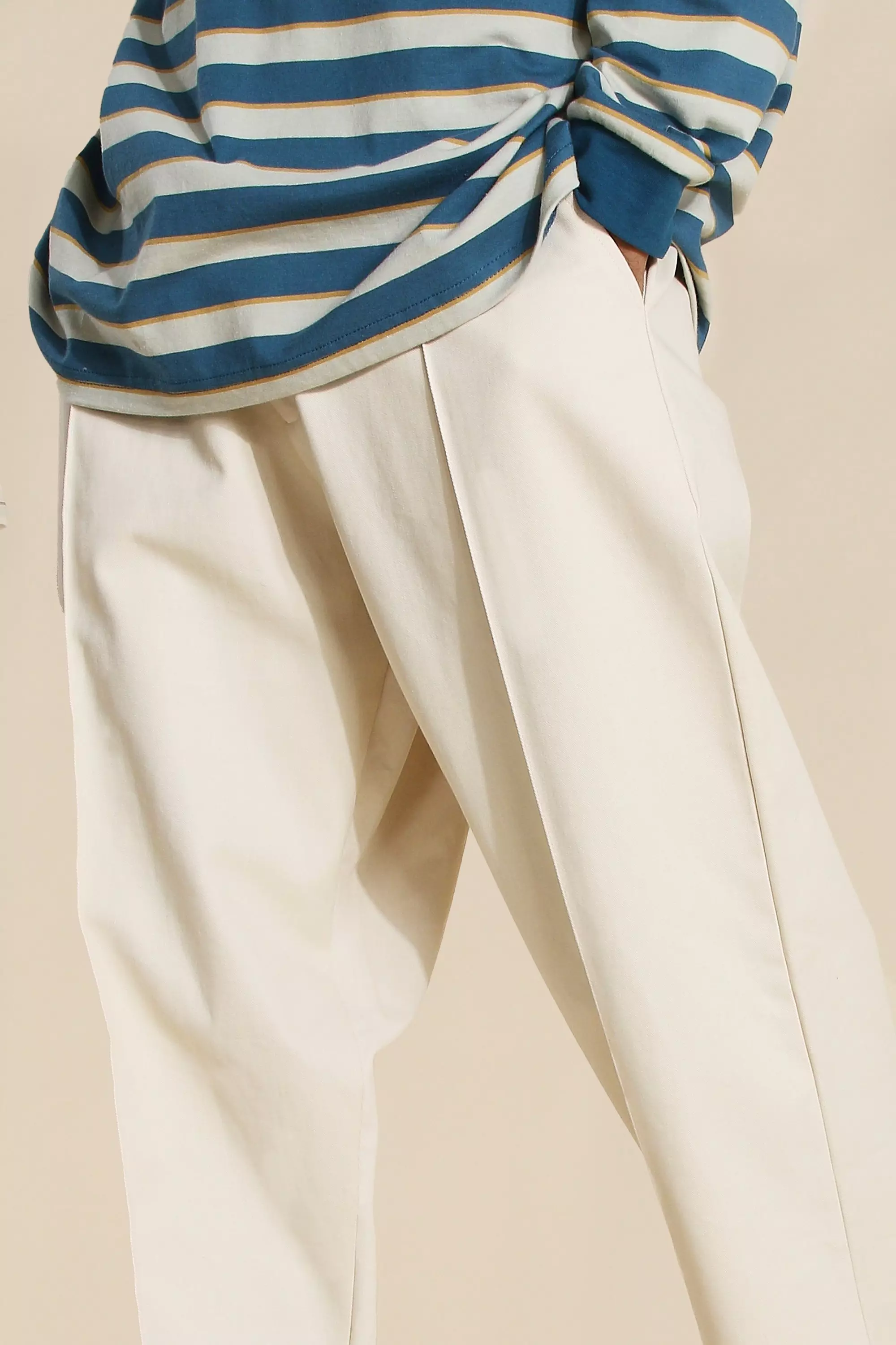 Ecru Fixed Waist Skate Fit Cropped Chino Trouser alternative image