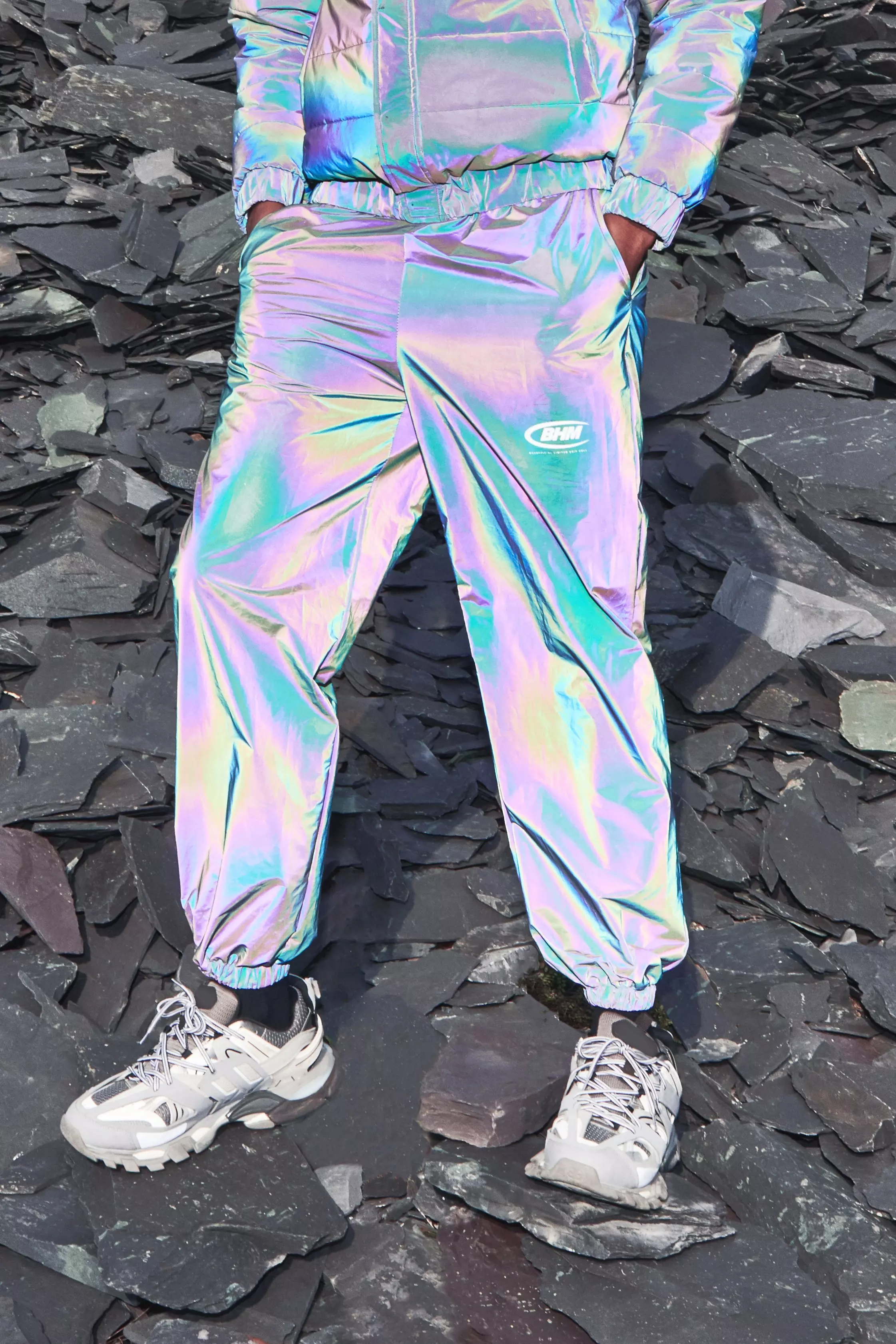 MAN Rainbow Reflective Jogger boohooMAN UK