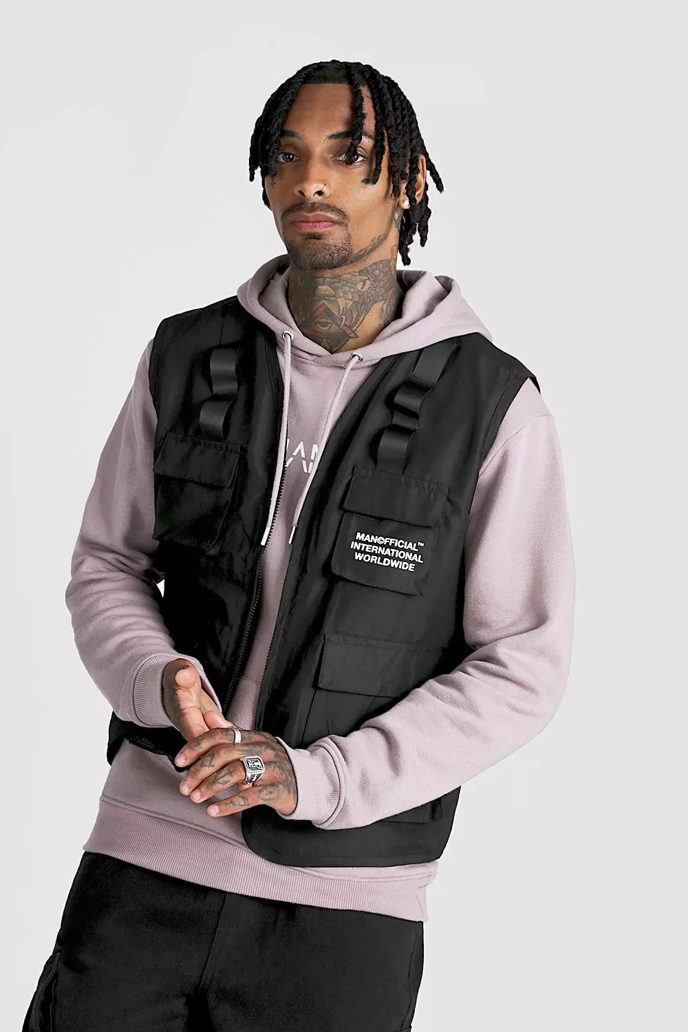 MAN Official Utility Vest With Zip Detail boohooMAN UK
