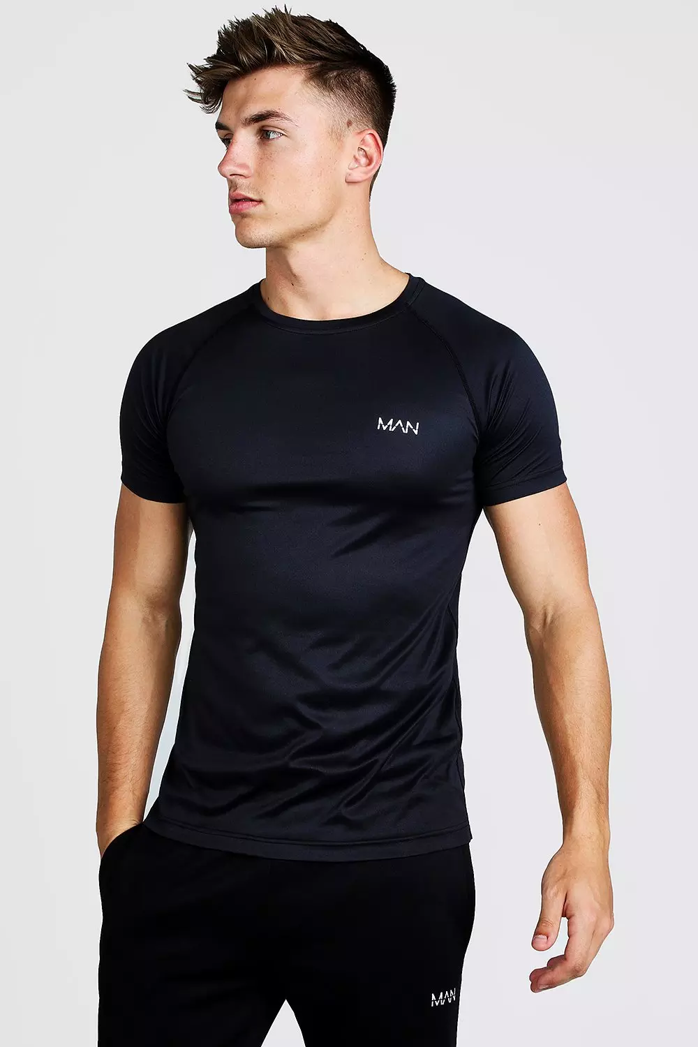 Man Active Gym Raglan T-Shirt Black