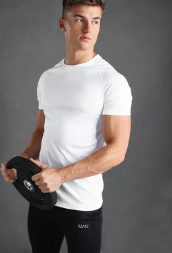 White Man Active Gym Raglan T-Shirt