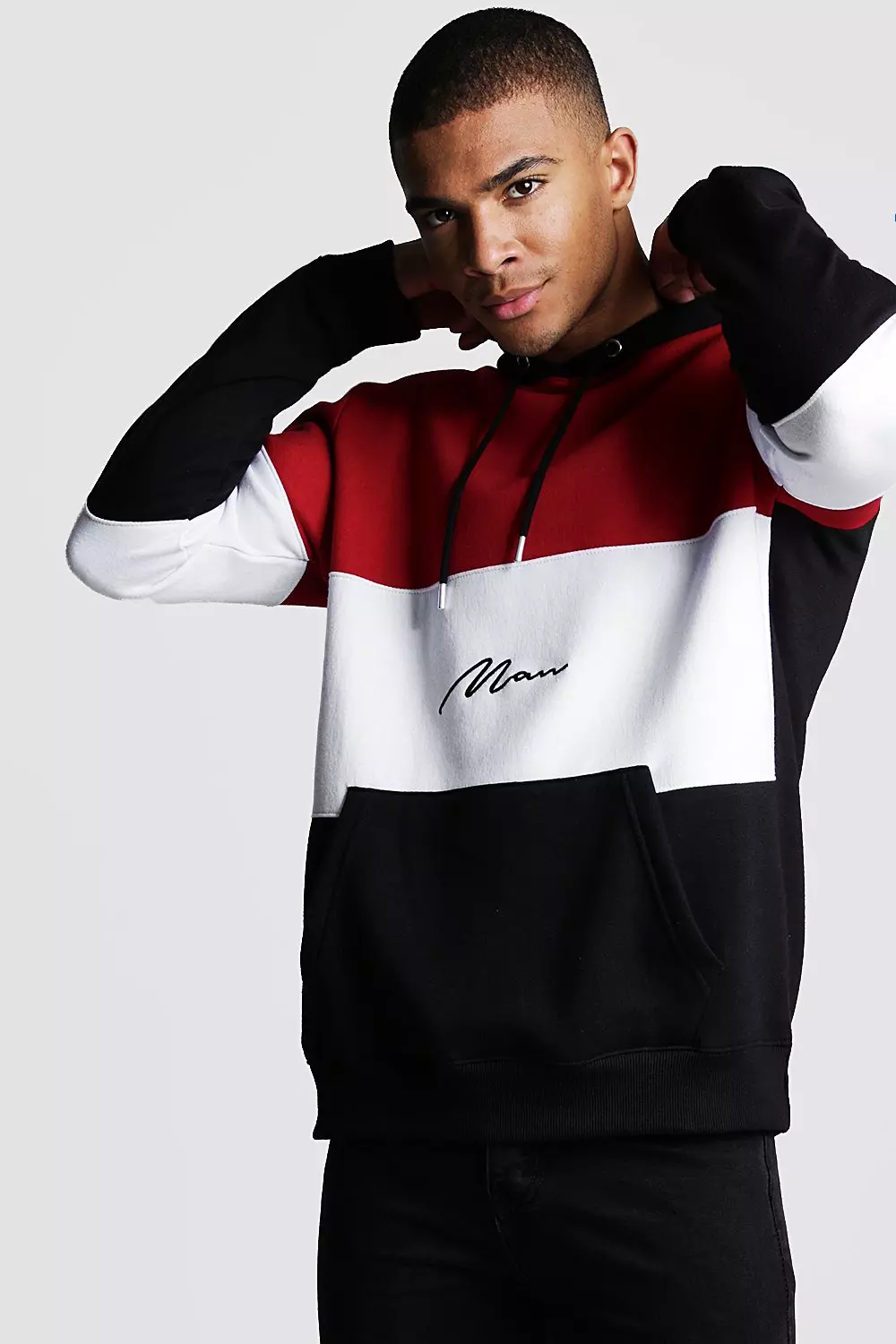 Colour Block MAN Signature Hoodie boohooMAN