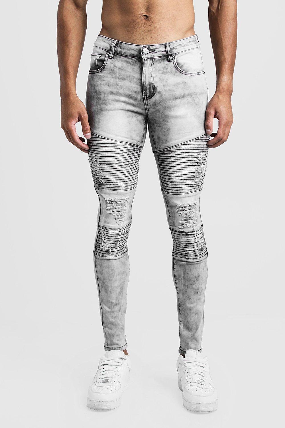gray biker jeans