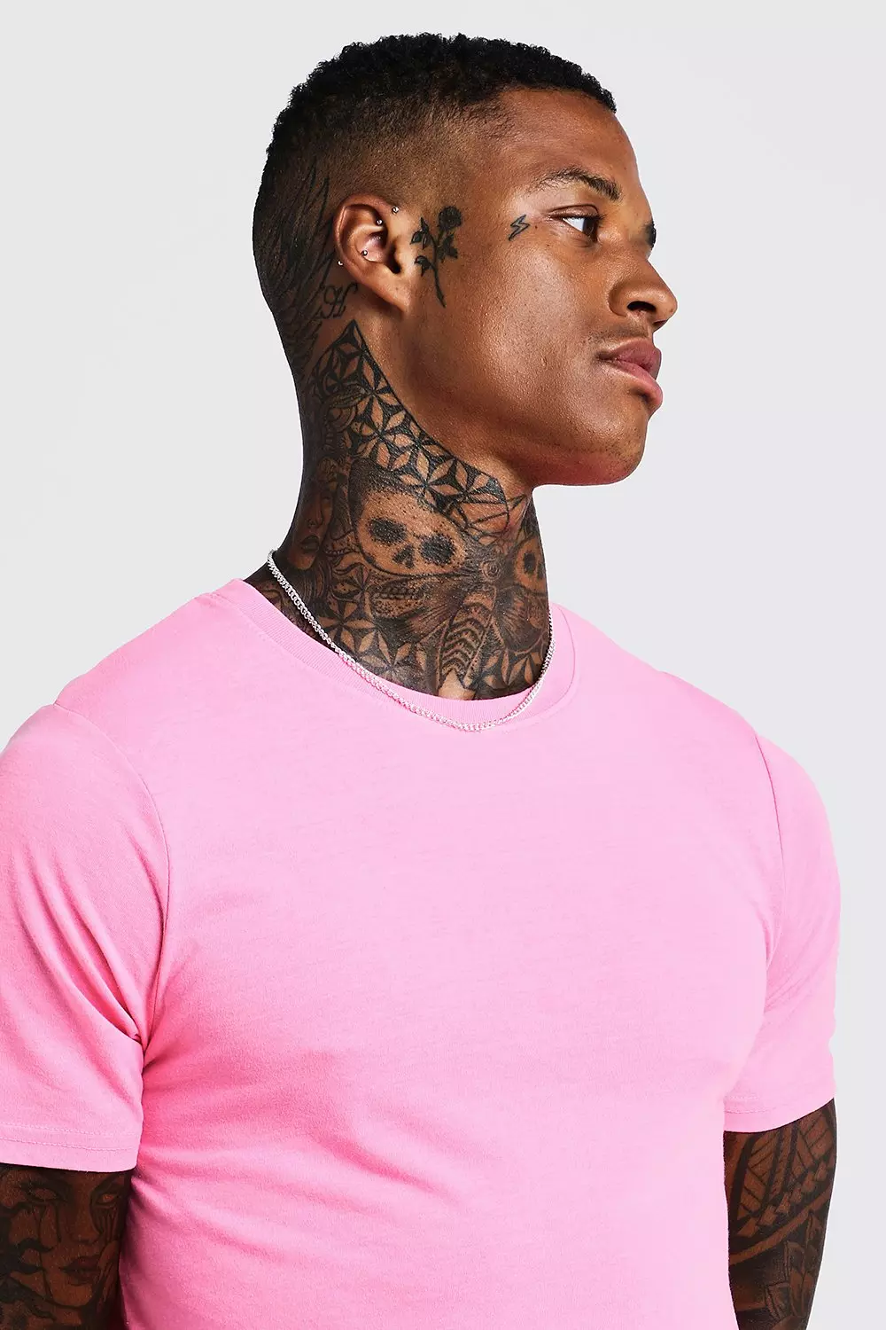 Fitted T Shirt In Washed Neon Pink boohooMAN