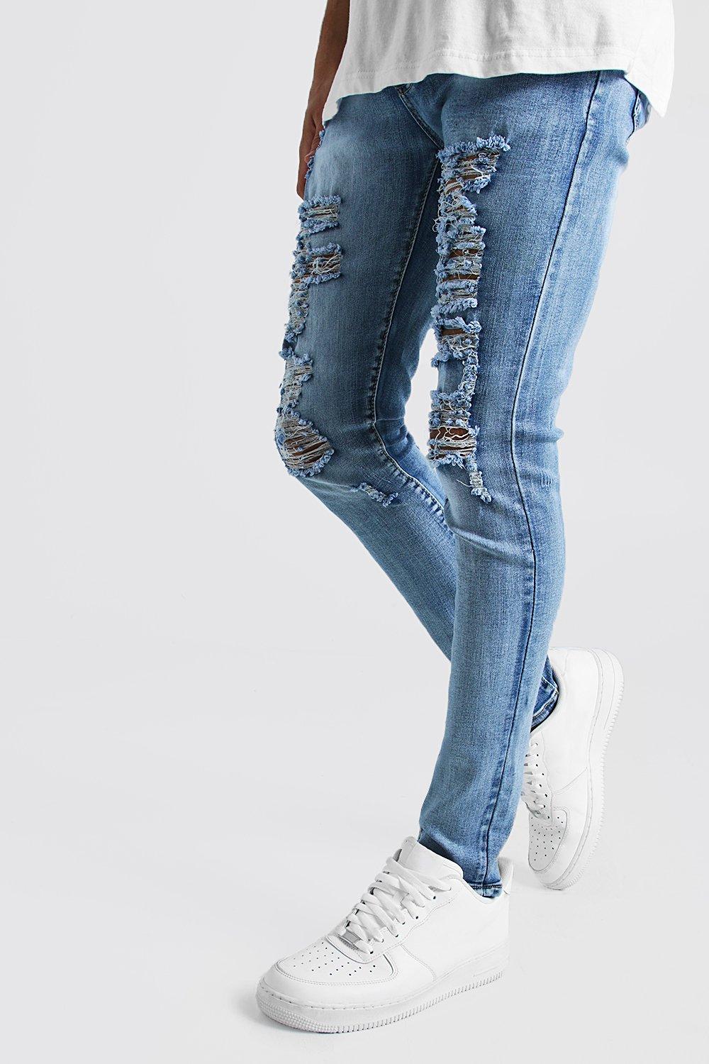 super distressed skinny jeans