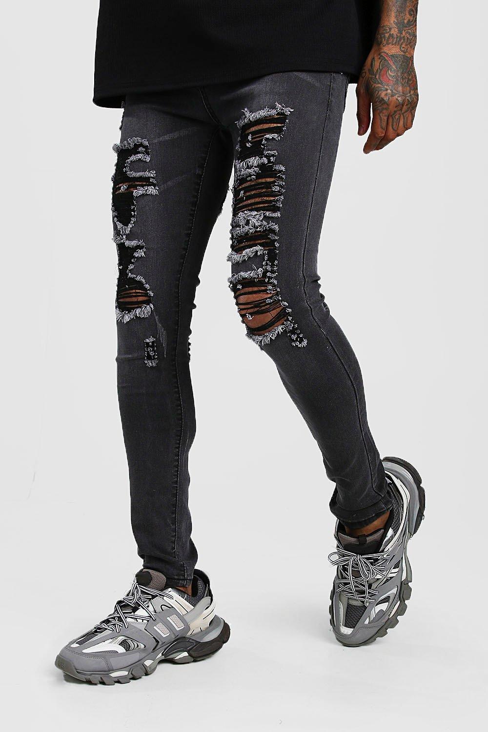 super distressed skinny jeans