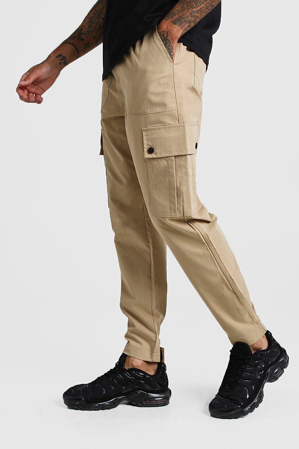 brown cargo pants boohooman