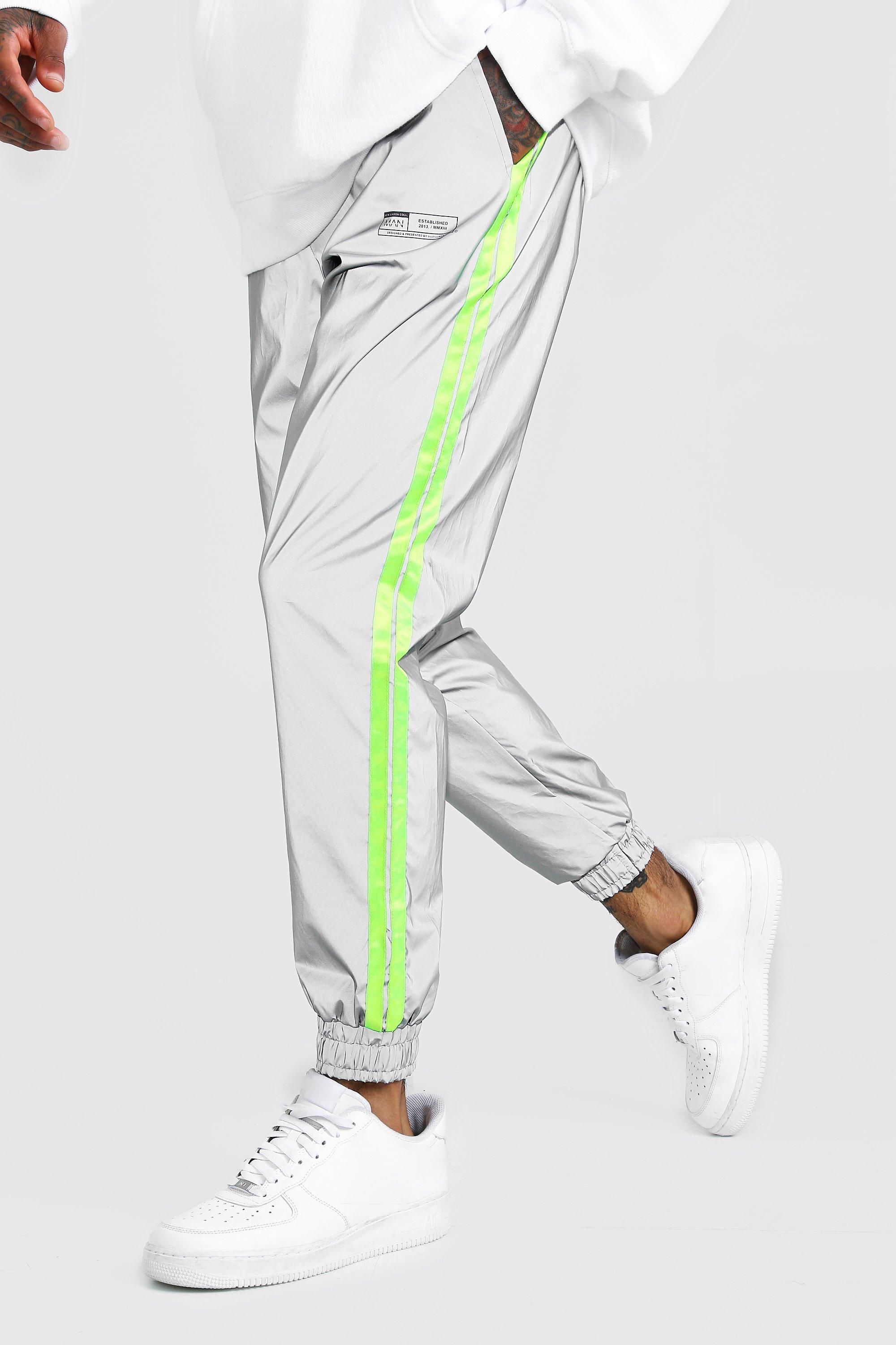 boohooman reflective joggers
