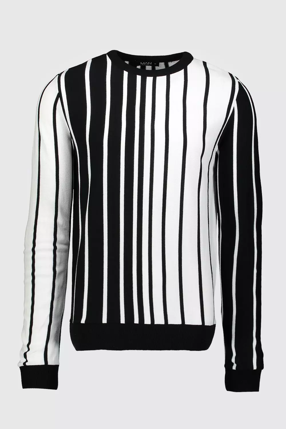 Long Sleeve Vertical Stripe Knitted Jumper boohooMAN USA