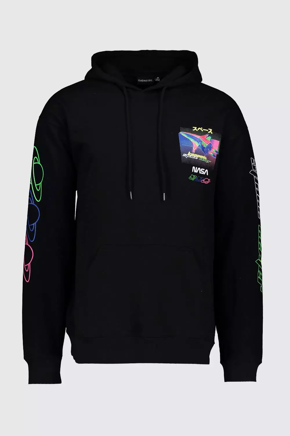 NASA Neon Back And Sleeve Print Hoodie boohooMAN USA