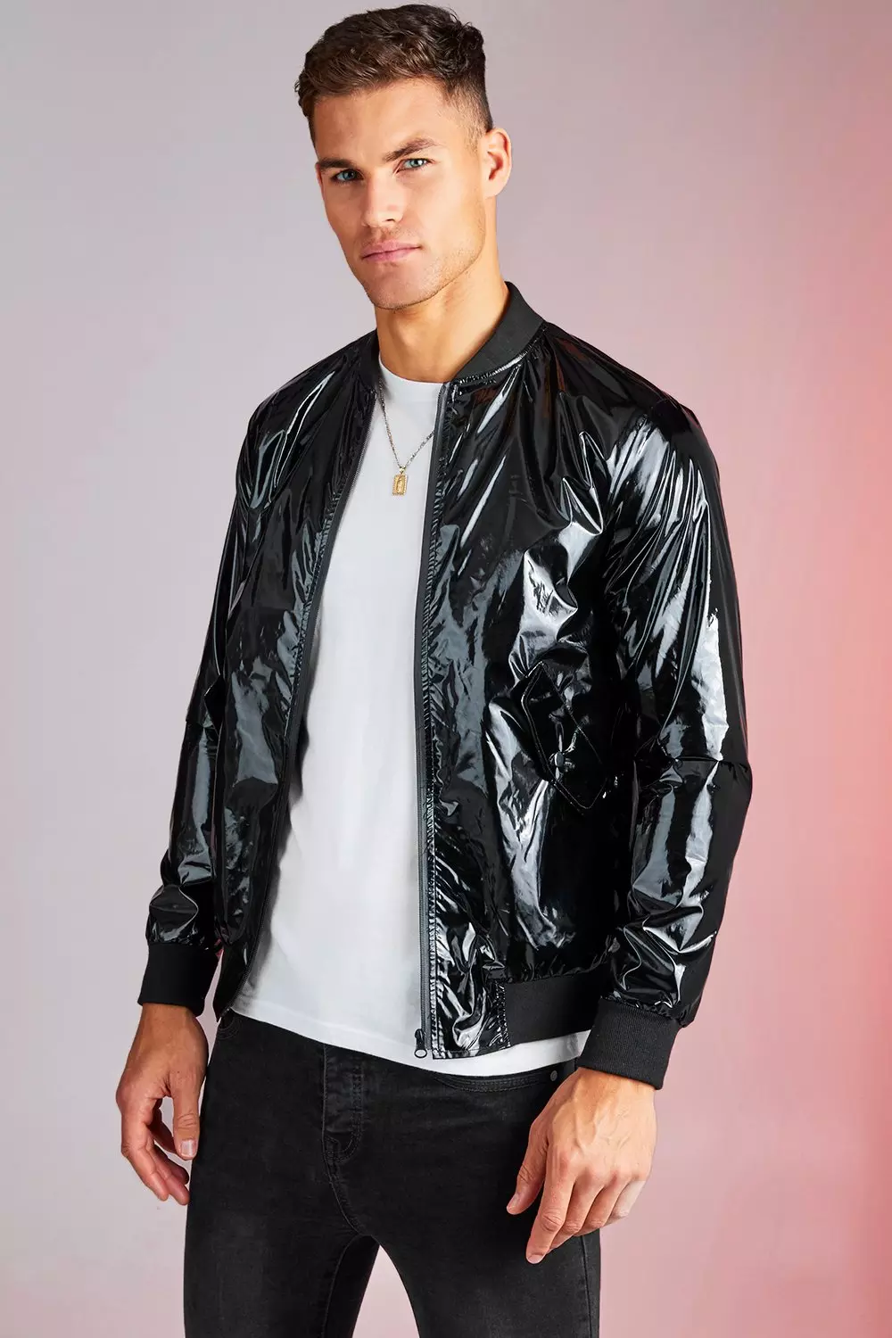 High Shine Bomber Jacket boohooMAN USA