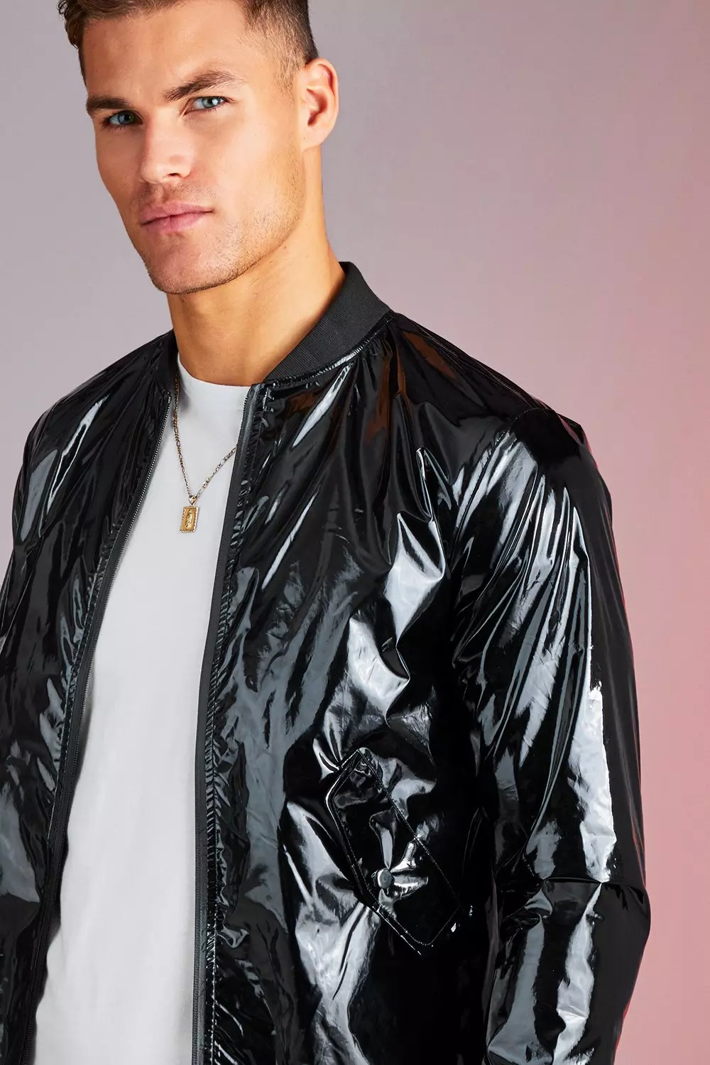 High Shine Bomber Jacket | boohooMAN USA