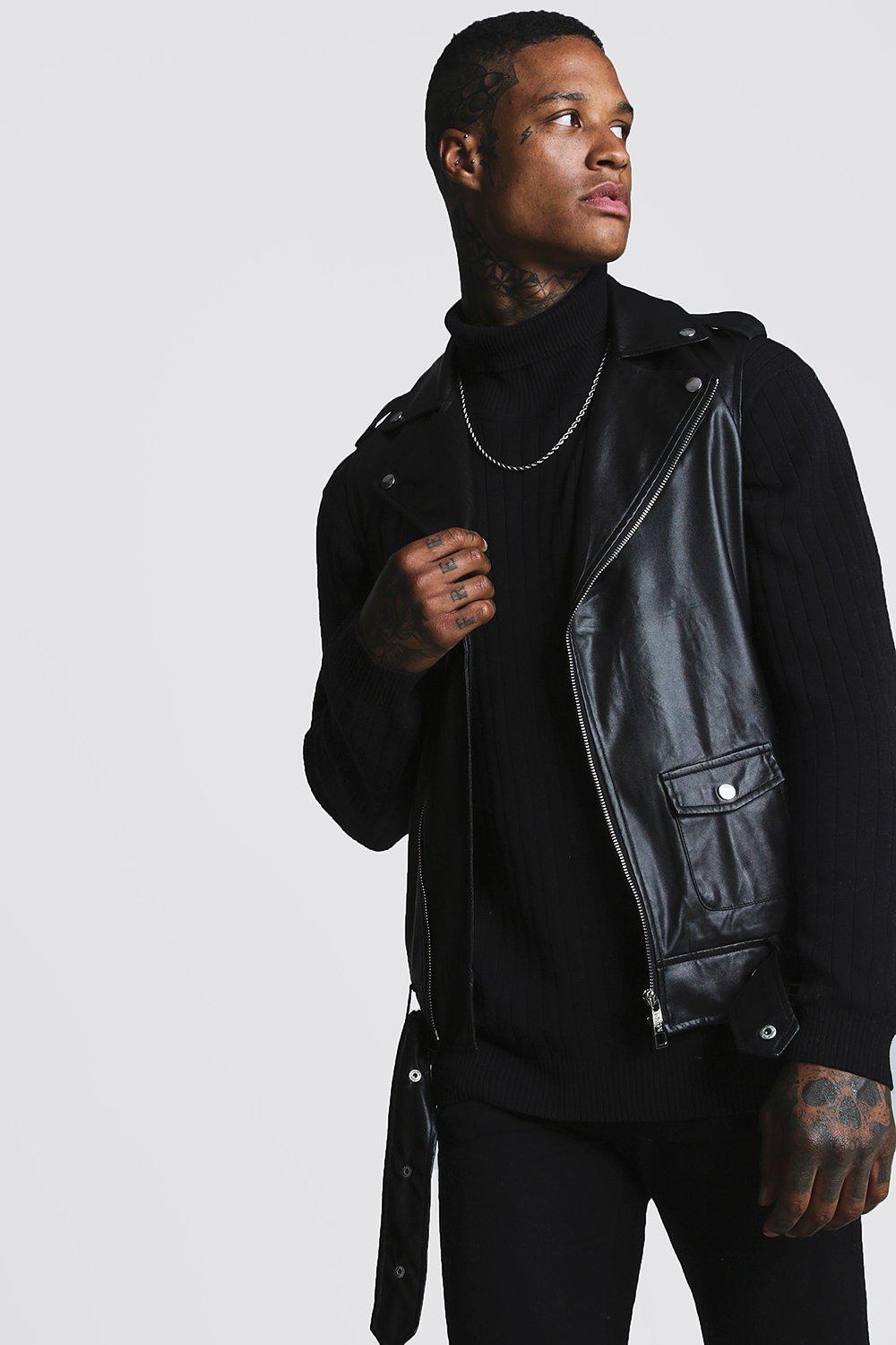 Leather jacket sleeveless on sale mens