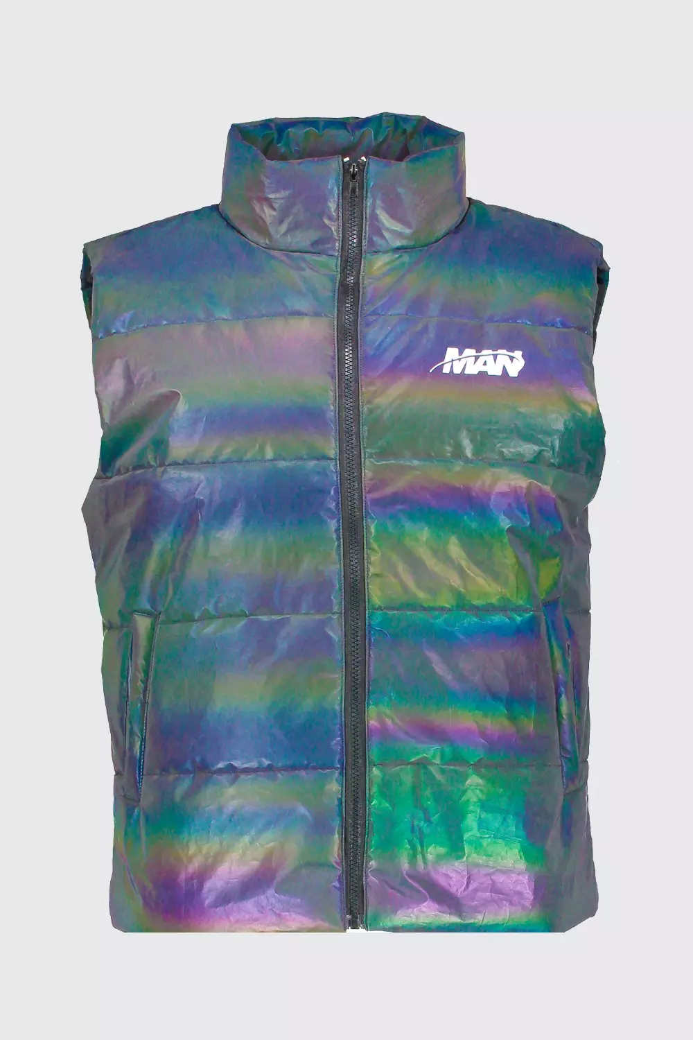 Man rainbow reflective puffer coat clearance