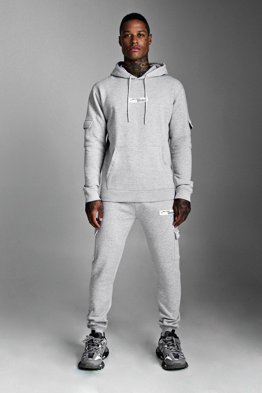 Grey best sale cargo tracksuit