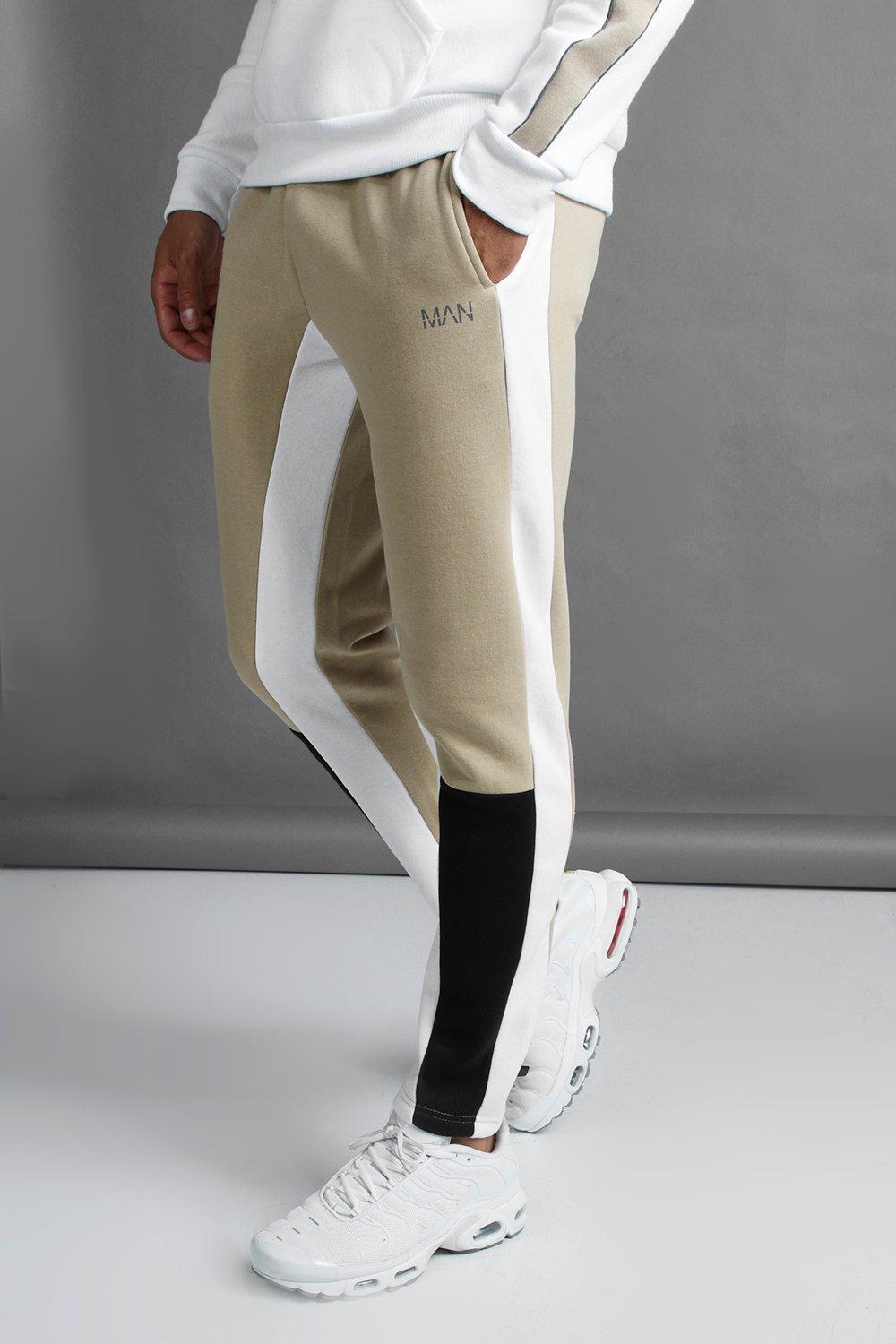 color block joggers mens