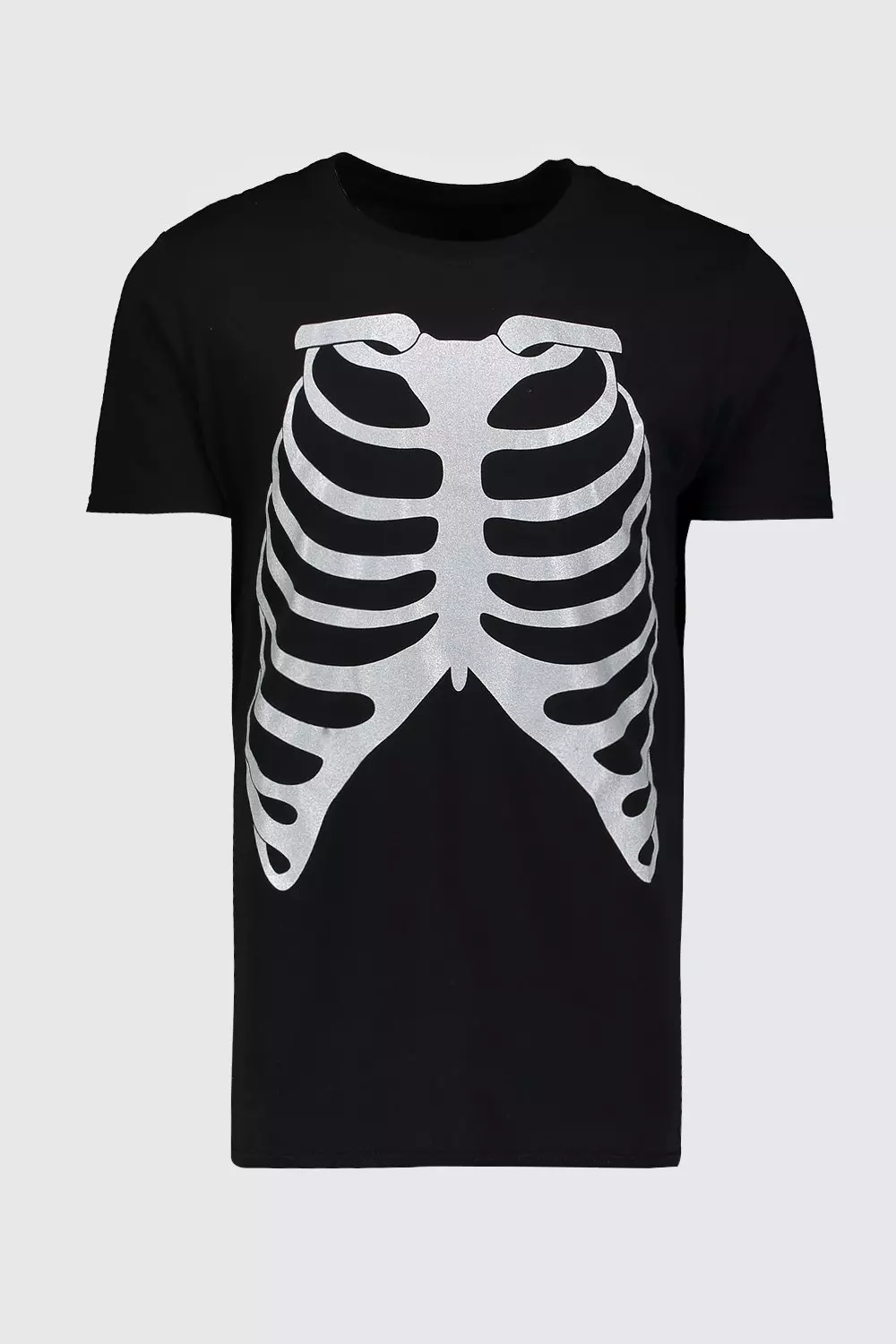 Halloween Skeleton Bones Metallic Print T-Shirt | boohooMAN USA