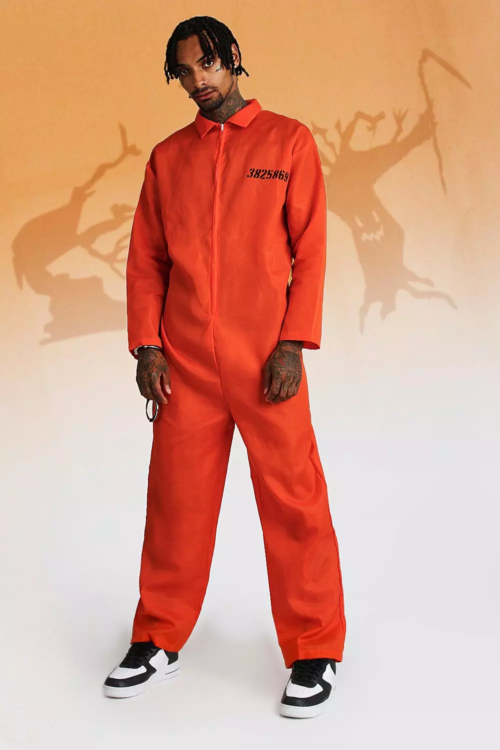 Halloween Prisoner Orange Overall Costume boohooMAN UK