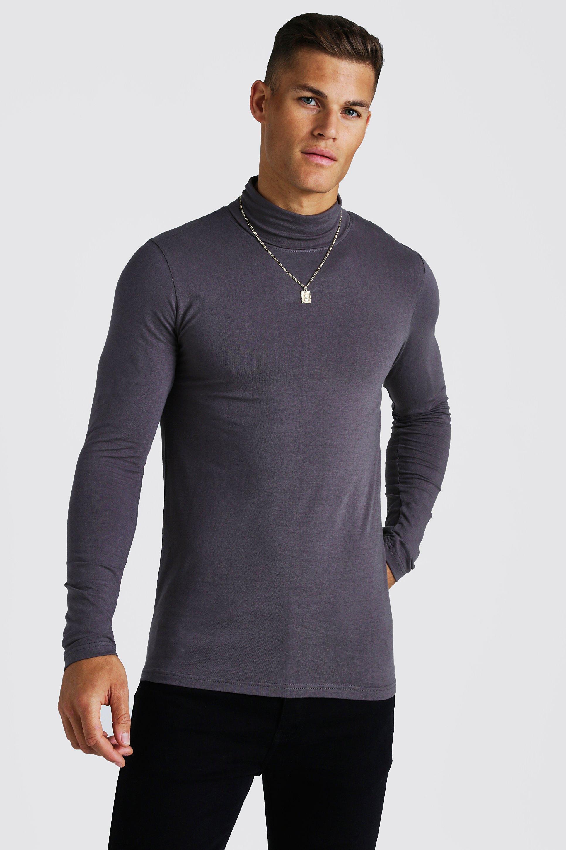black muscle fit turtleneck shirt