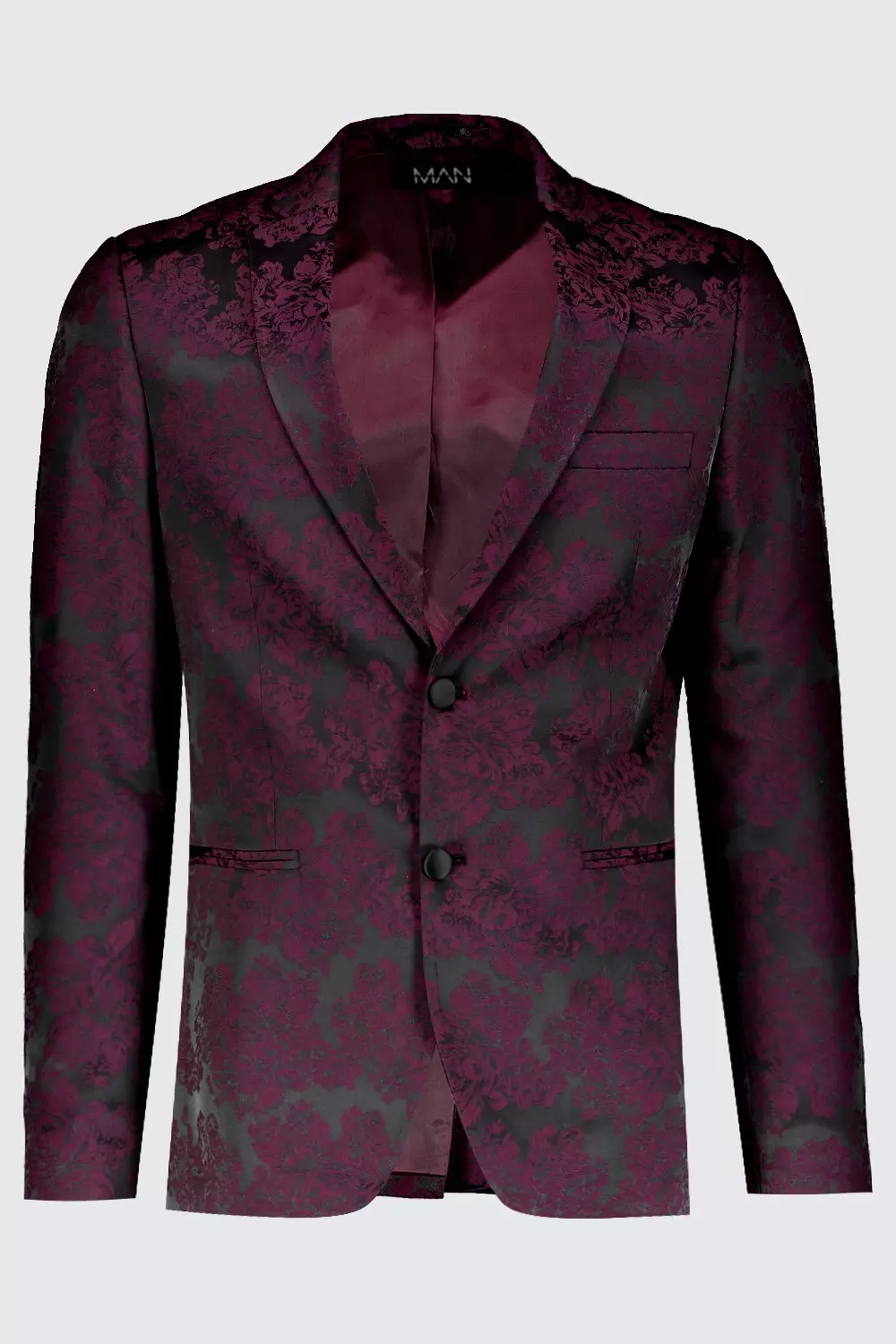 Maroon Paisley Jacquard Skinny Fit Suit Jacket alternatieve afbeelding