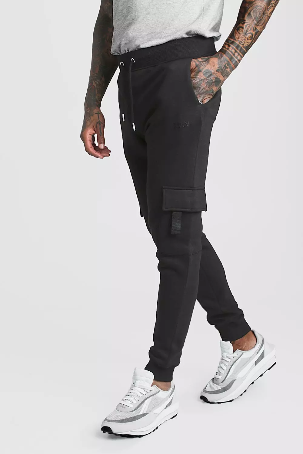 Original MAN Skinny Fit Cargo Jogger With Tab boohooMAN USA