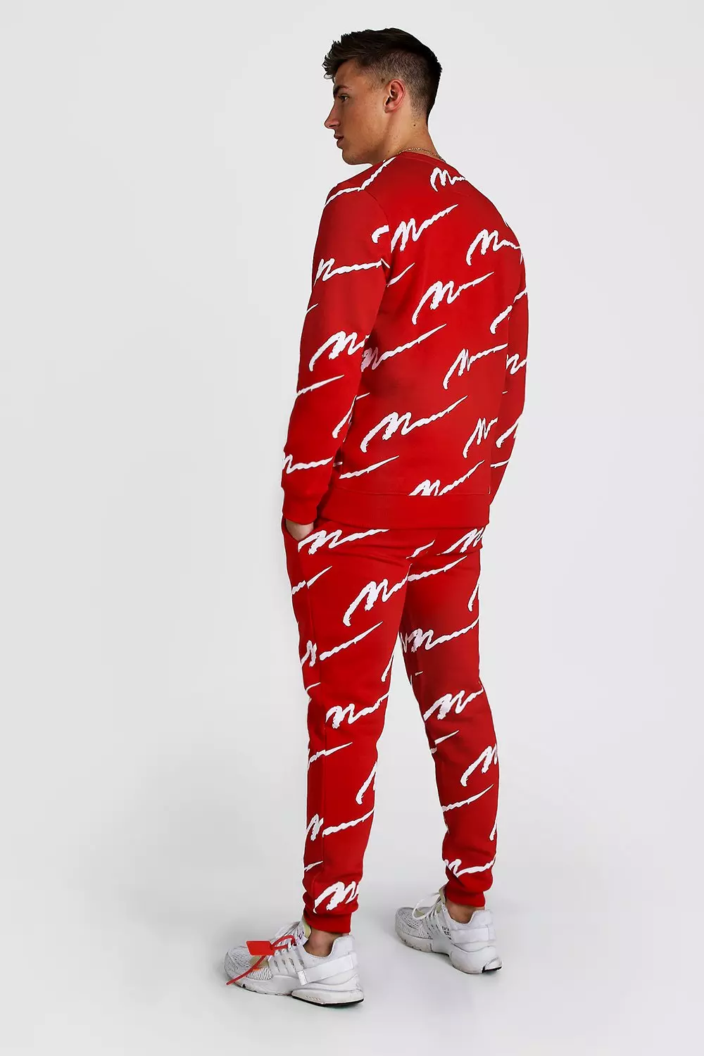 All Over MAN Printed Sweater Tracksuit boohooMAN USA