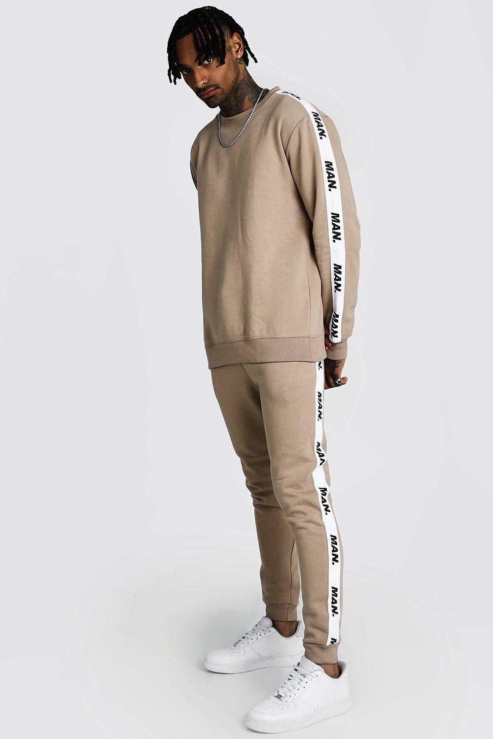boohooman beige tracksuit