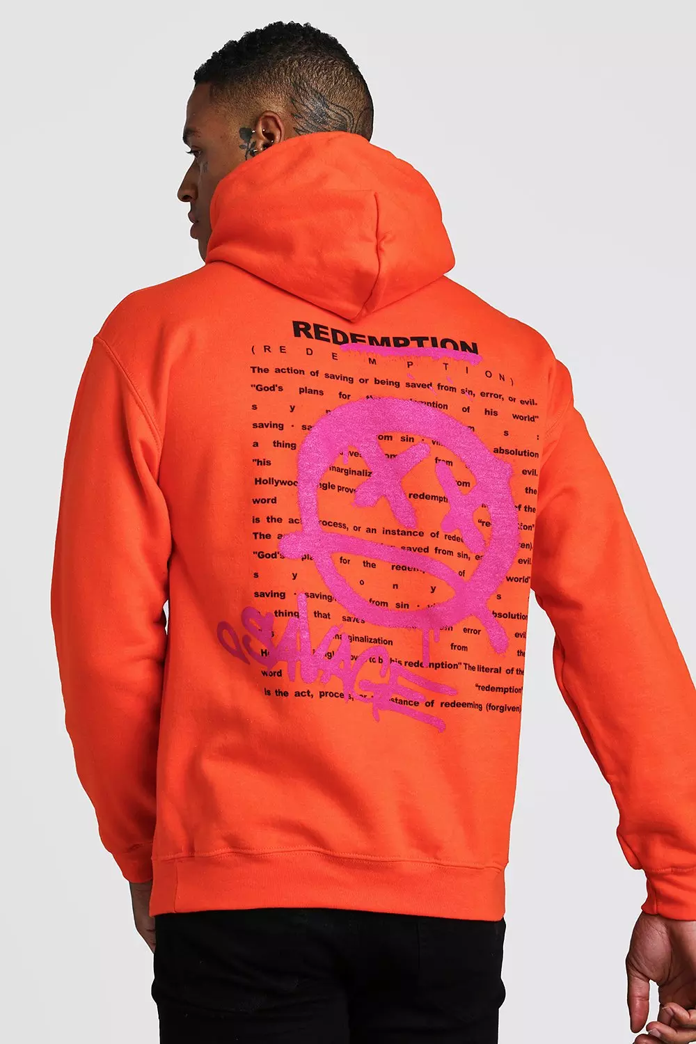 Boohooman orange hoodie sale