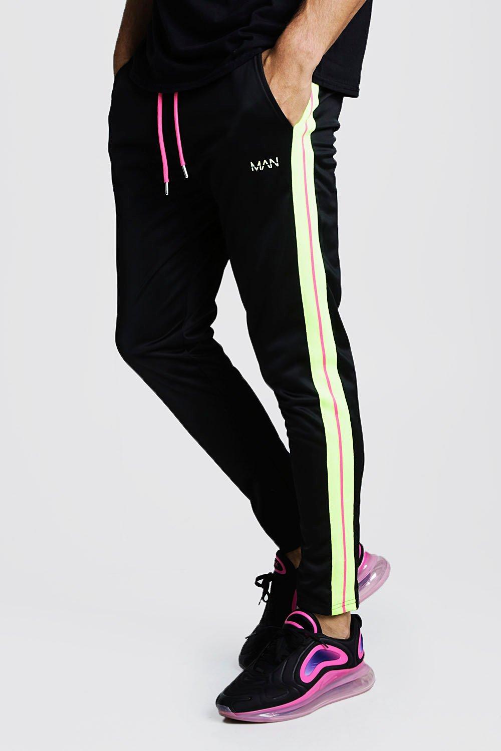 black yellow stripe joggers