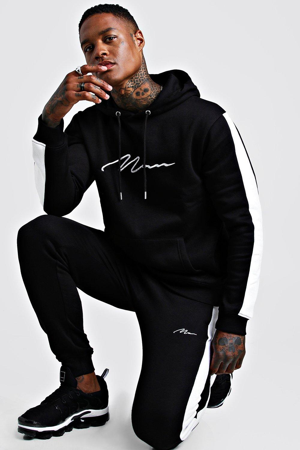 Boohooman cheap tracksuit black