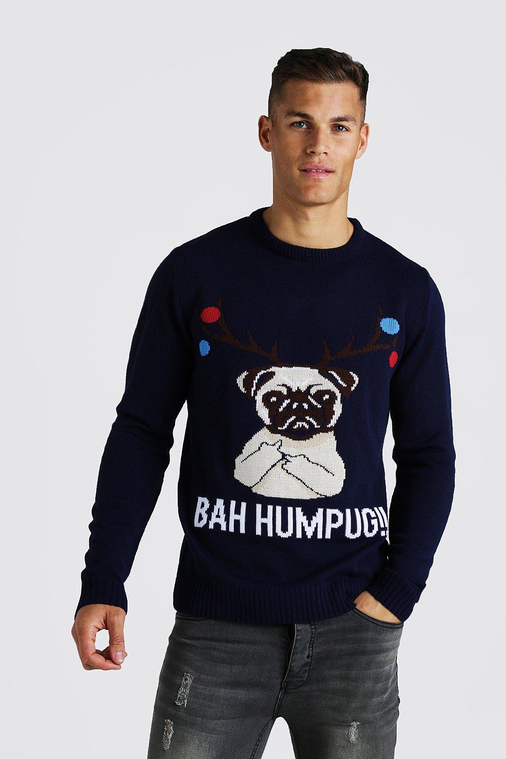 Bah Humpug Knitted Christmas Sweater | boohooMAN Bah Humpug Knitted Christmas Sweater | boohooMAN