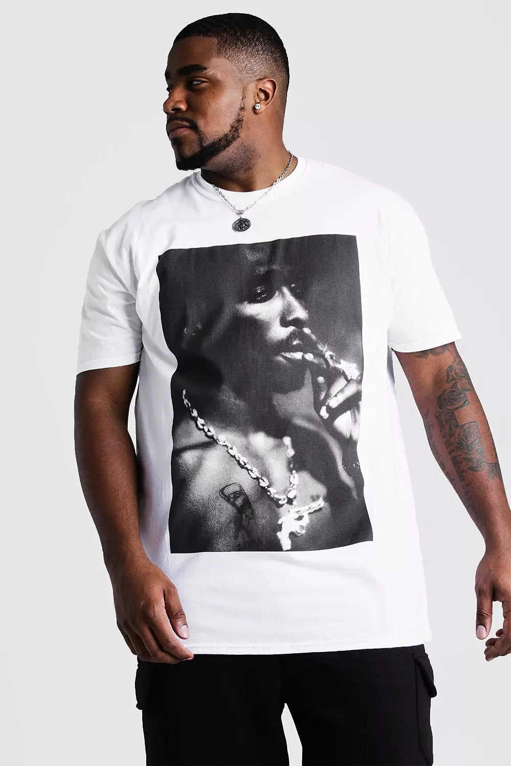 White Plus Size Tupac License T-Shirt alternative image