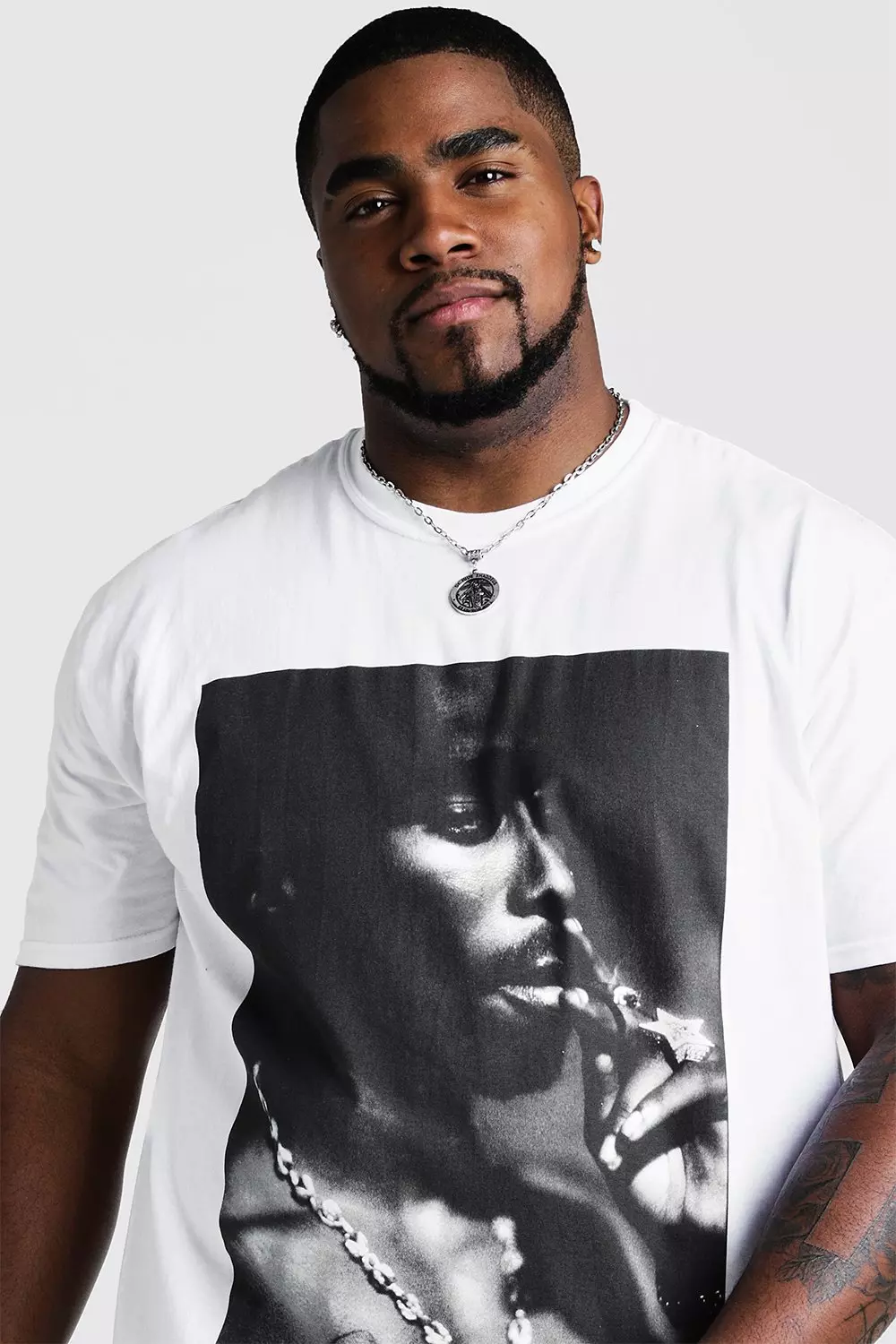 White Plus Size Tupac License T-Shirt alternative image