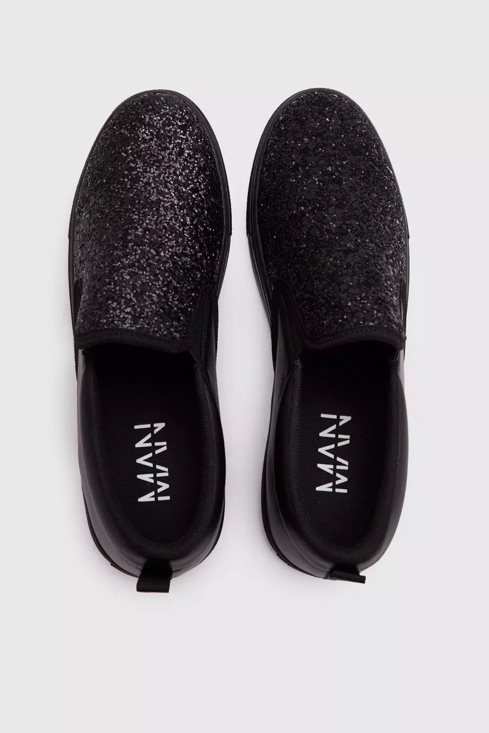 Black sparkle slip on sneakers hotsell