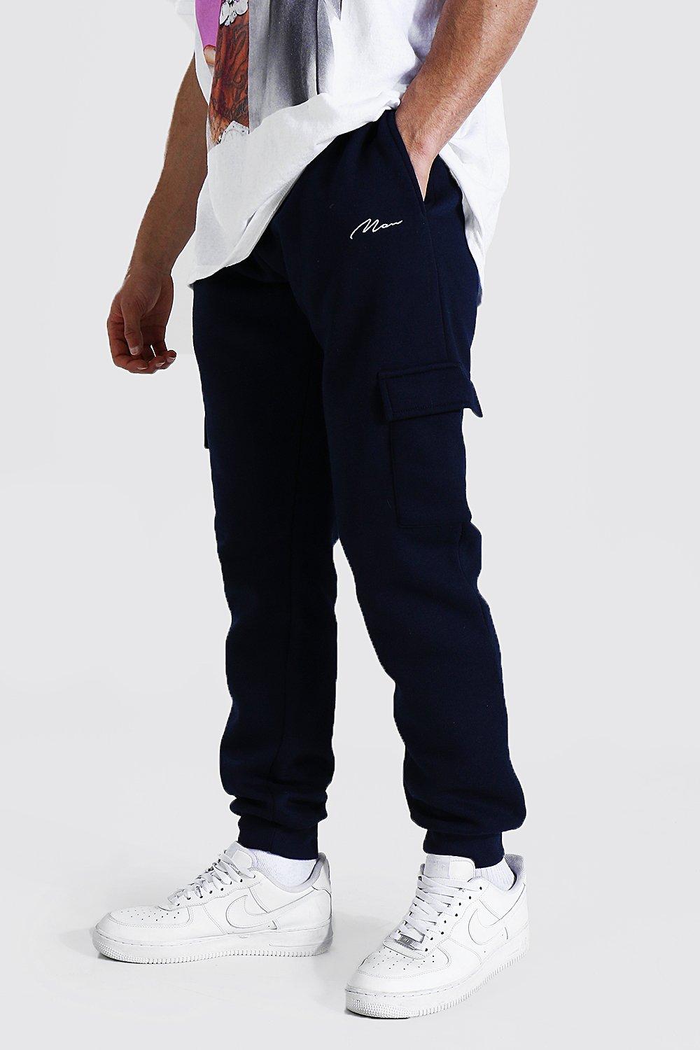 boohooman navy joggers