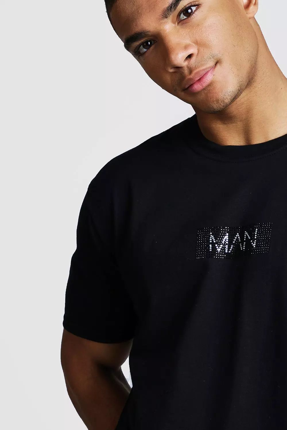 MAN Official Stud Logo T-Shirt | boohooMAN