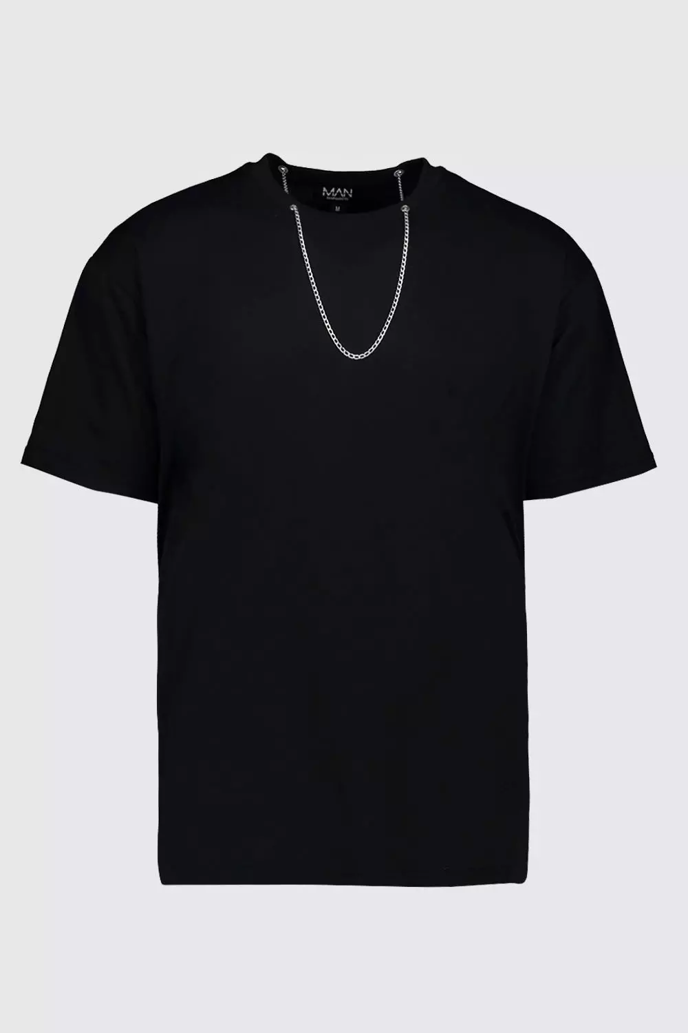 T-shirt coupe ample avec collier en châine, Noir autre image