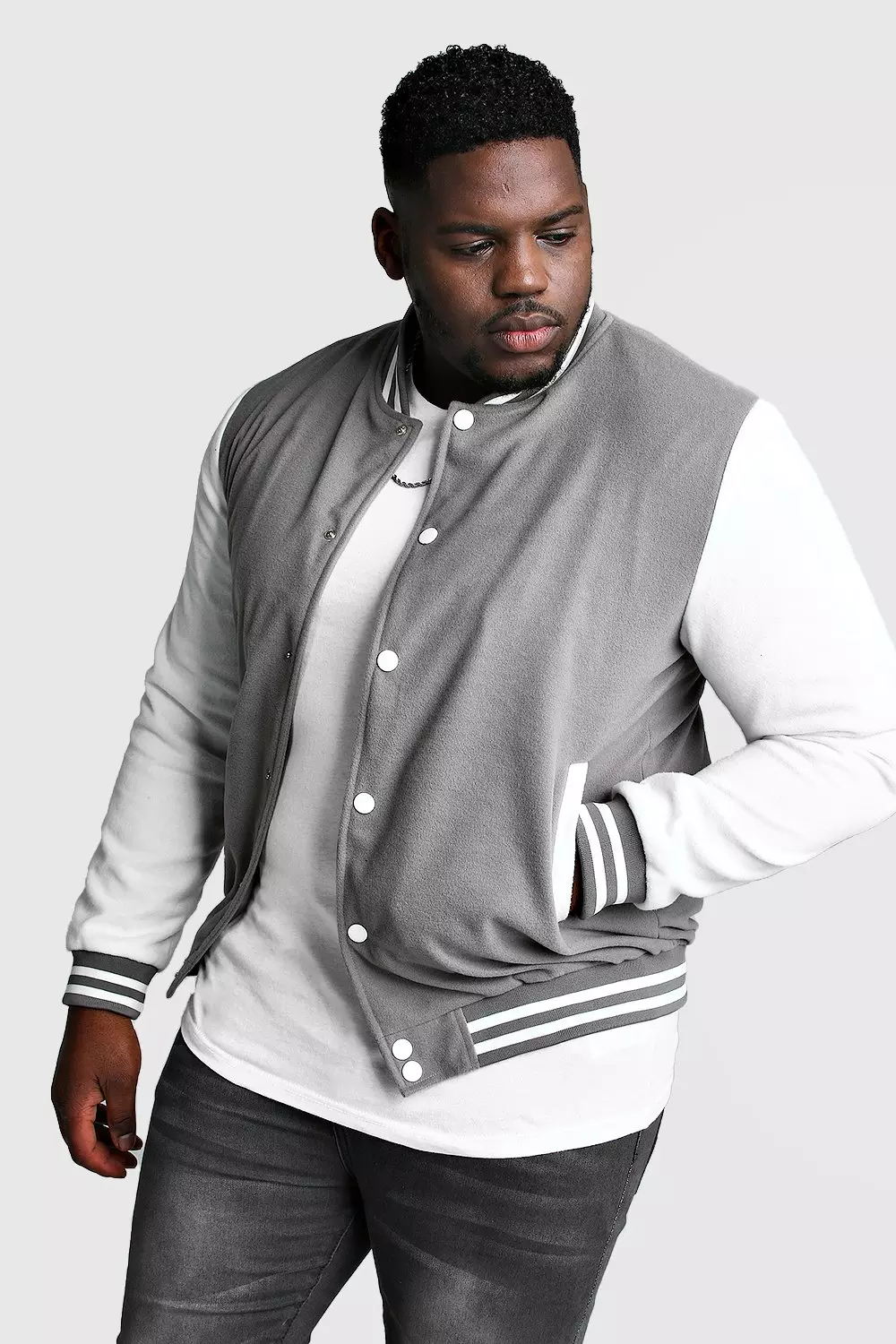 Plus Size Varsity Bomber Jacket boohooMAN IE