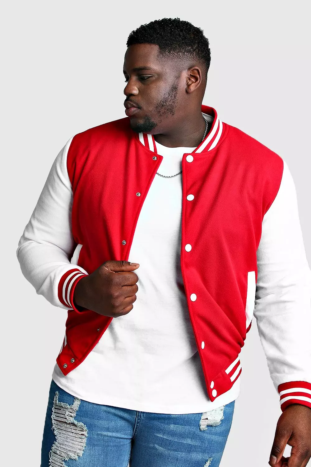 Plus Size Varsity Bomber Jacket boohooMAN IE