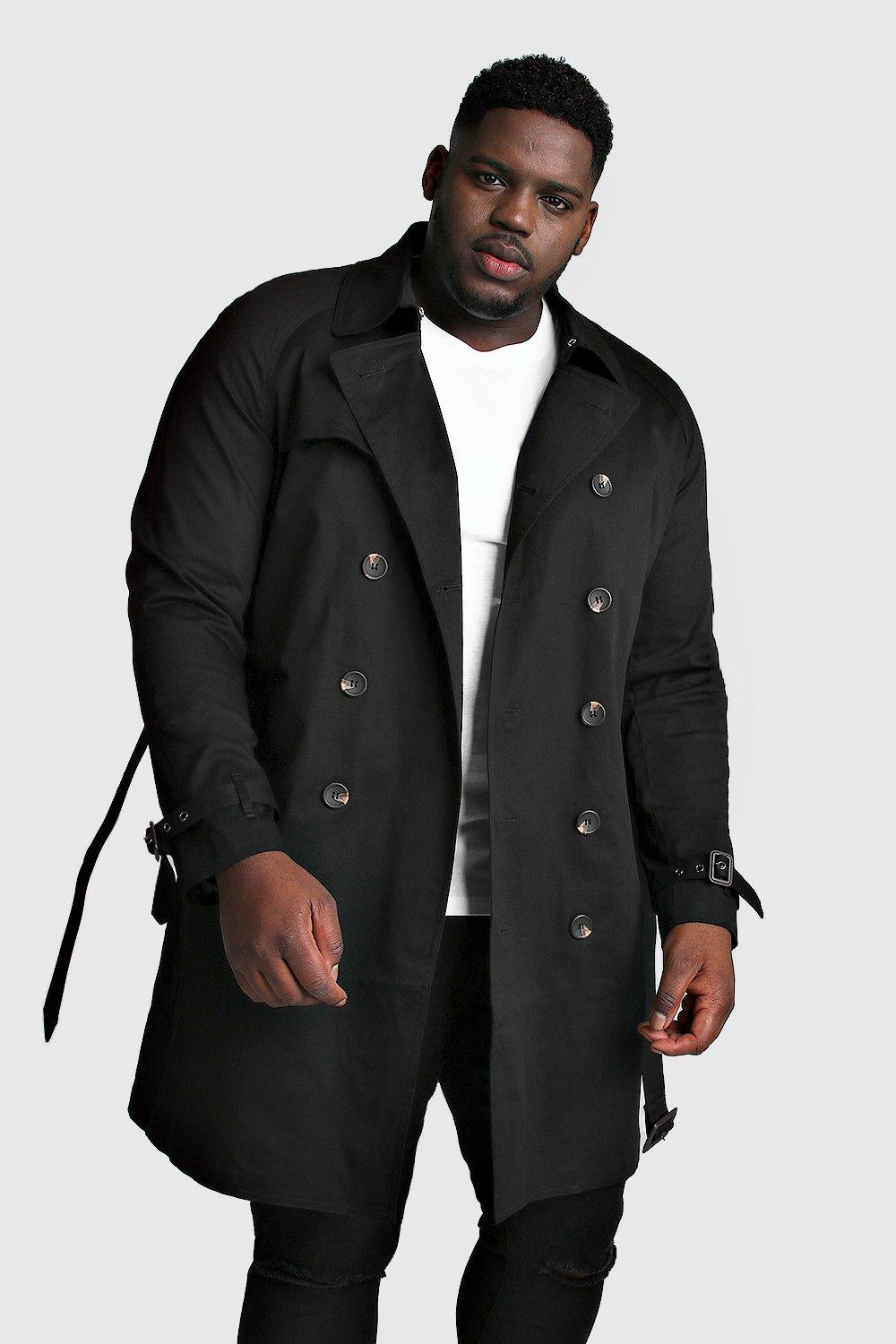 Plus Size Double Breasted Trench Coat boohooMAN UK