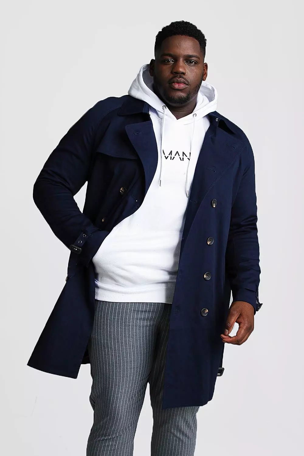 Plus size navy trench coat best sale