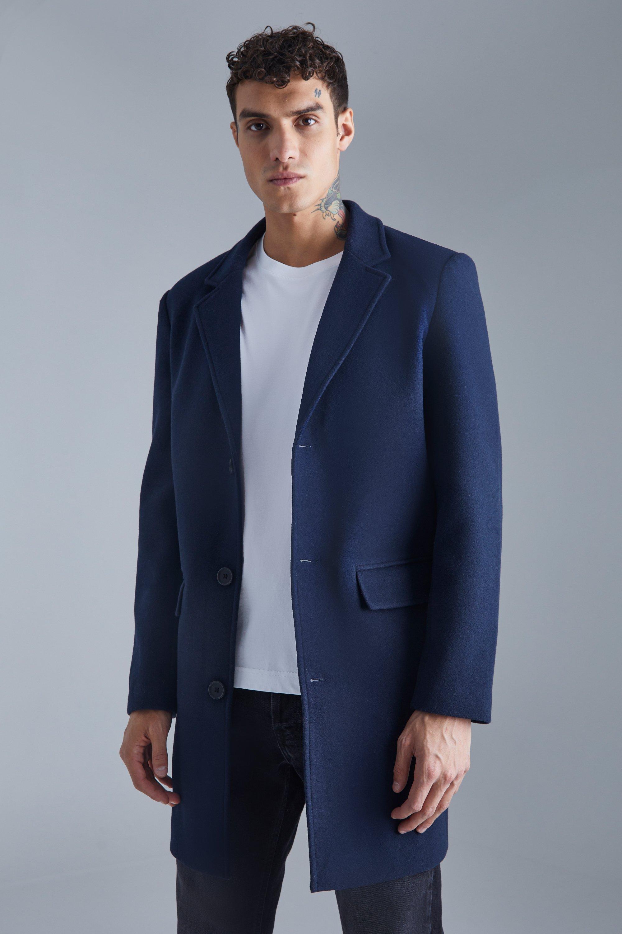 Single Breasted Wool Mix Overcoat | boohooMAN USA