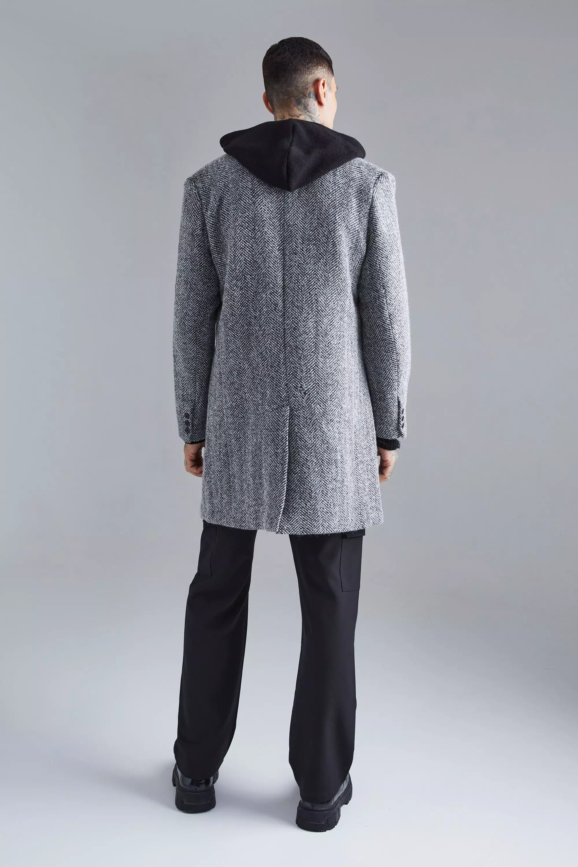 Wool Blend Herringbone Overcoat